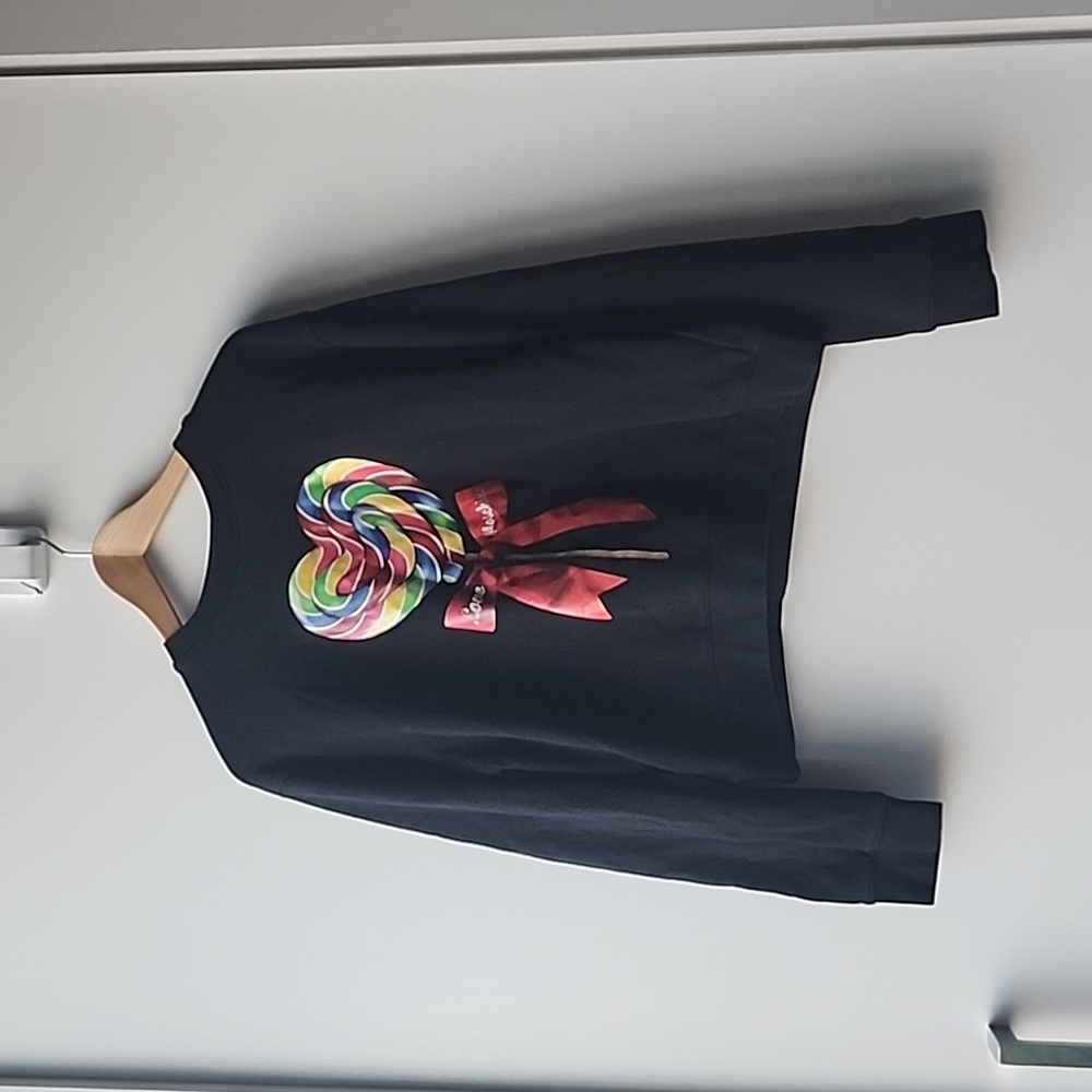 Love Moschino Heart Candy Cane Print Cotton Sweatshirt